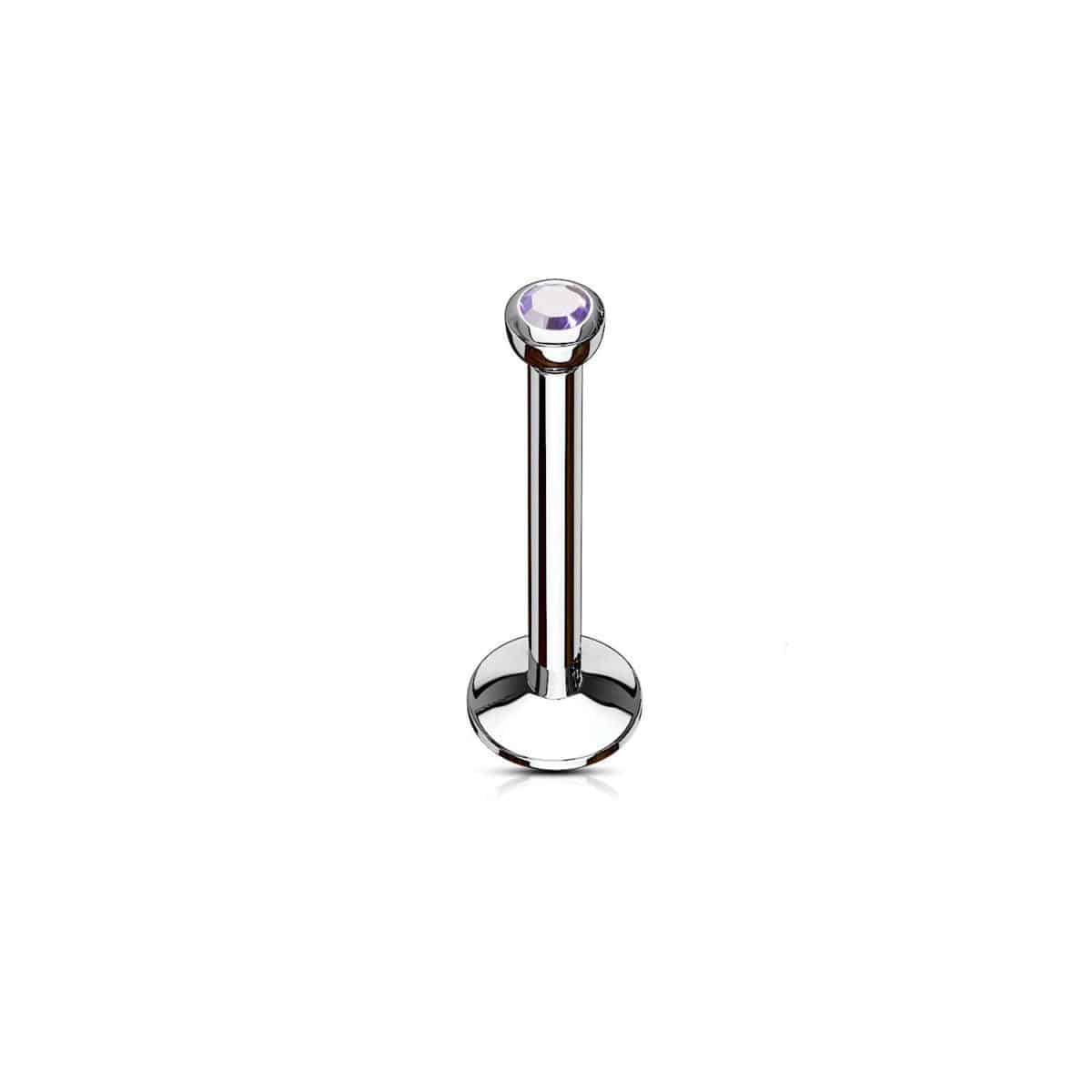 Internally Threaded Labret with CZ Gem - Image 3