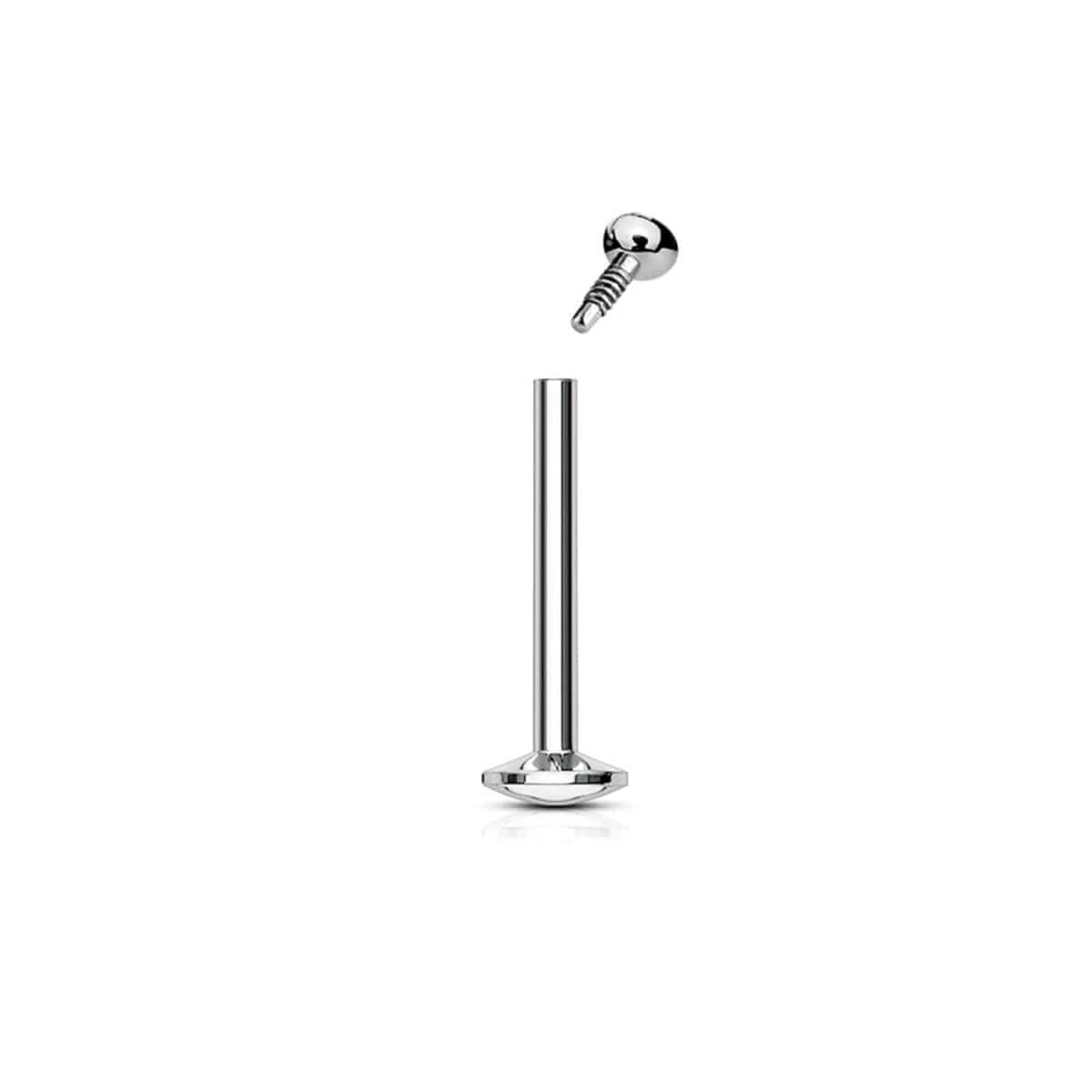 Internally Threaded Labret with CZ Gem - Image 4