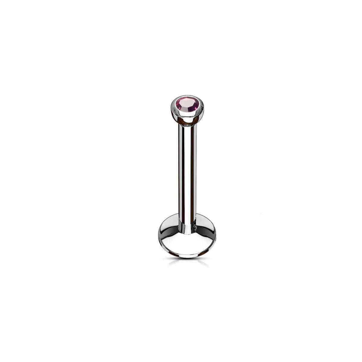 Internally Threaded Labret with CZ Gem - Image 7