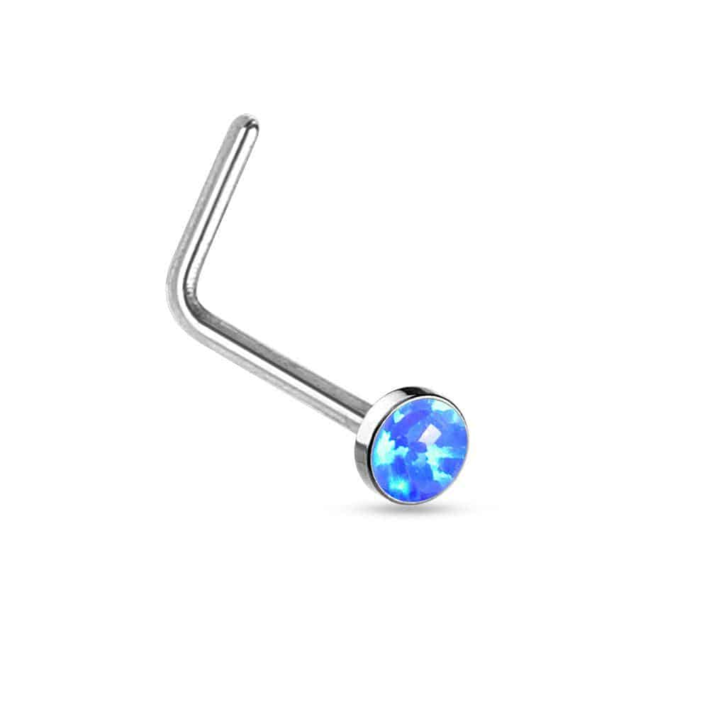 Opal Nose Stud with Flat Top and L Bend - Image 3