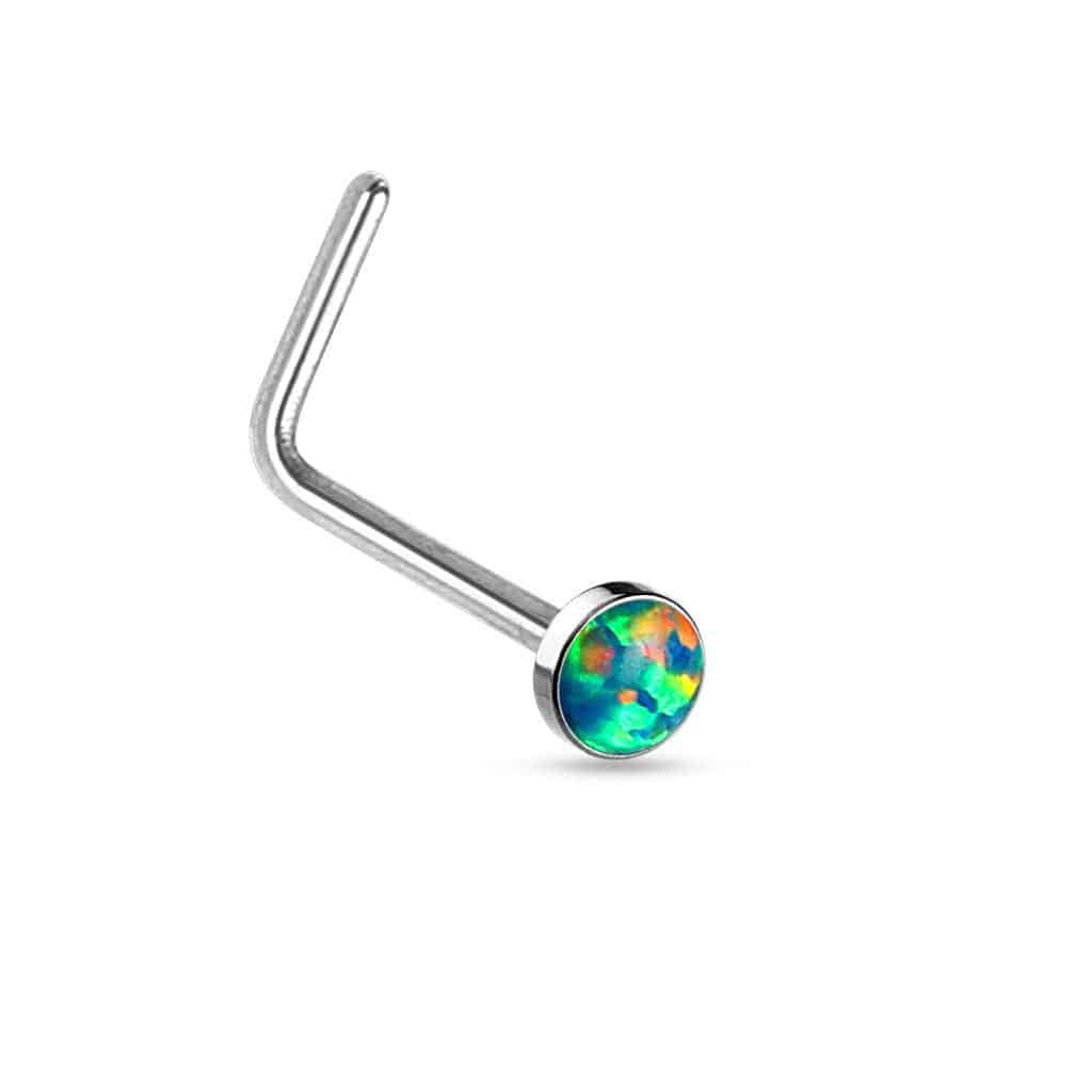 Opal Nose Stud with Flat Top and L Bend - Image 4