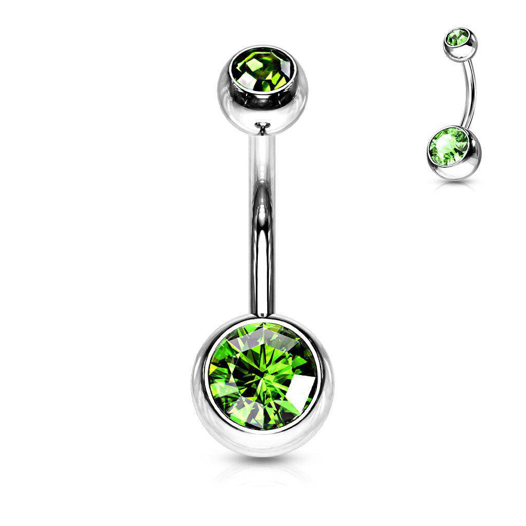 Steel Belly Ring with Gem - Image 5