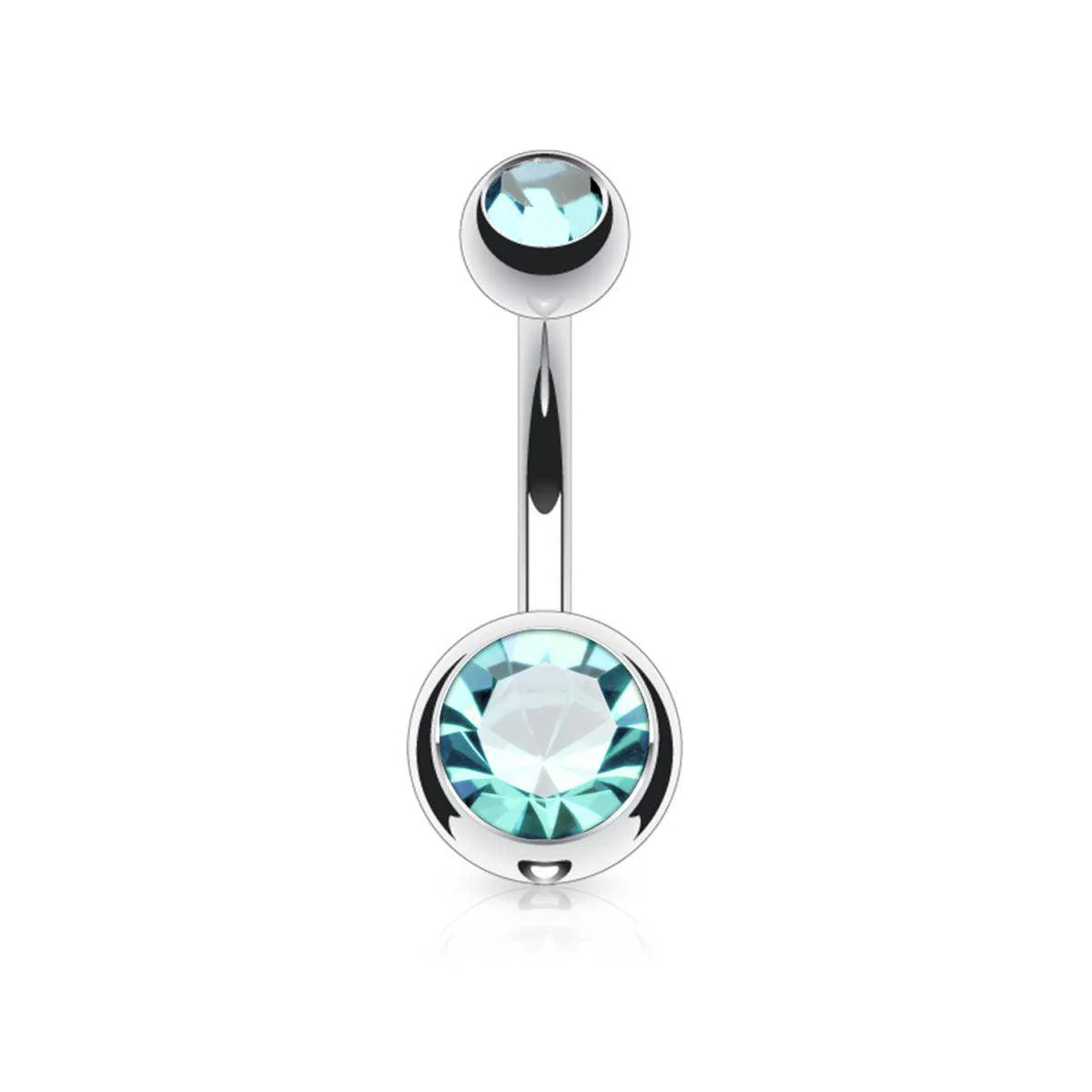 Steel Belly Ring with Gem - Image 3