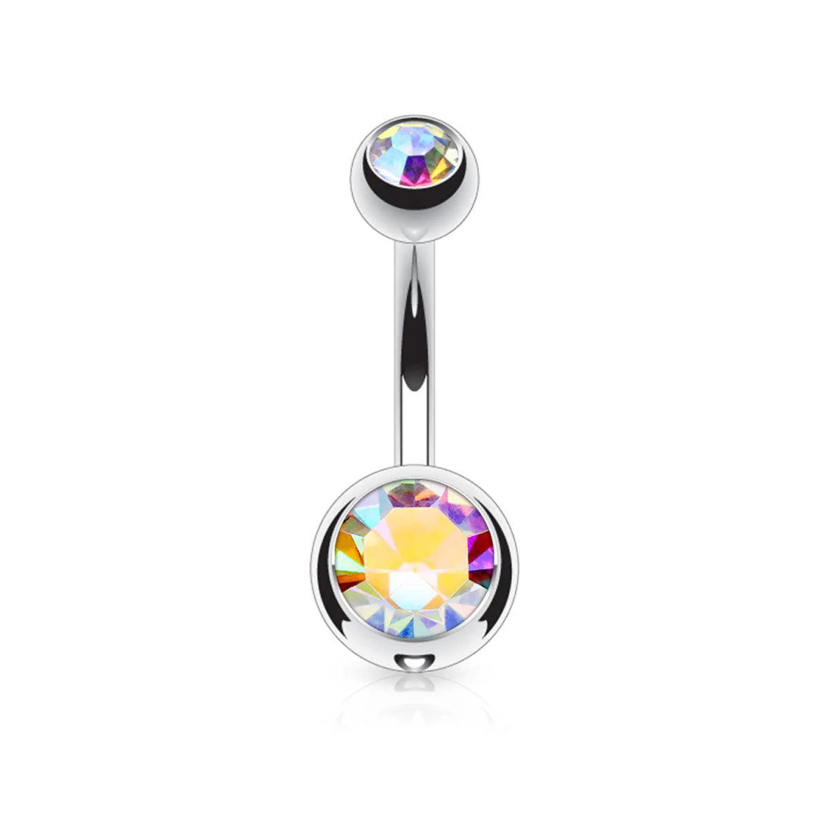 Steel Belly Ring with Gem - Image 4