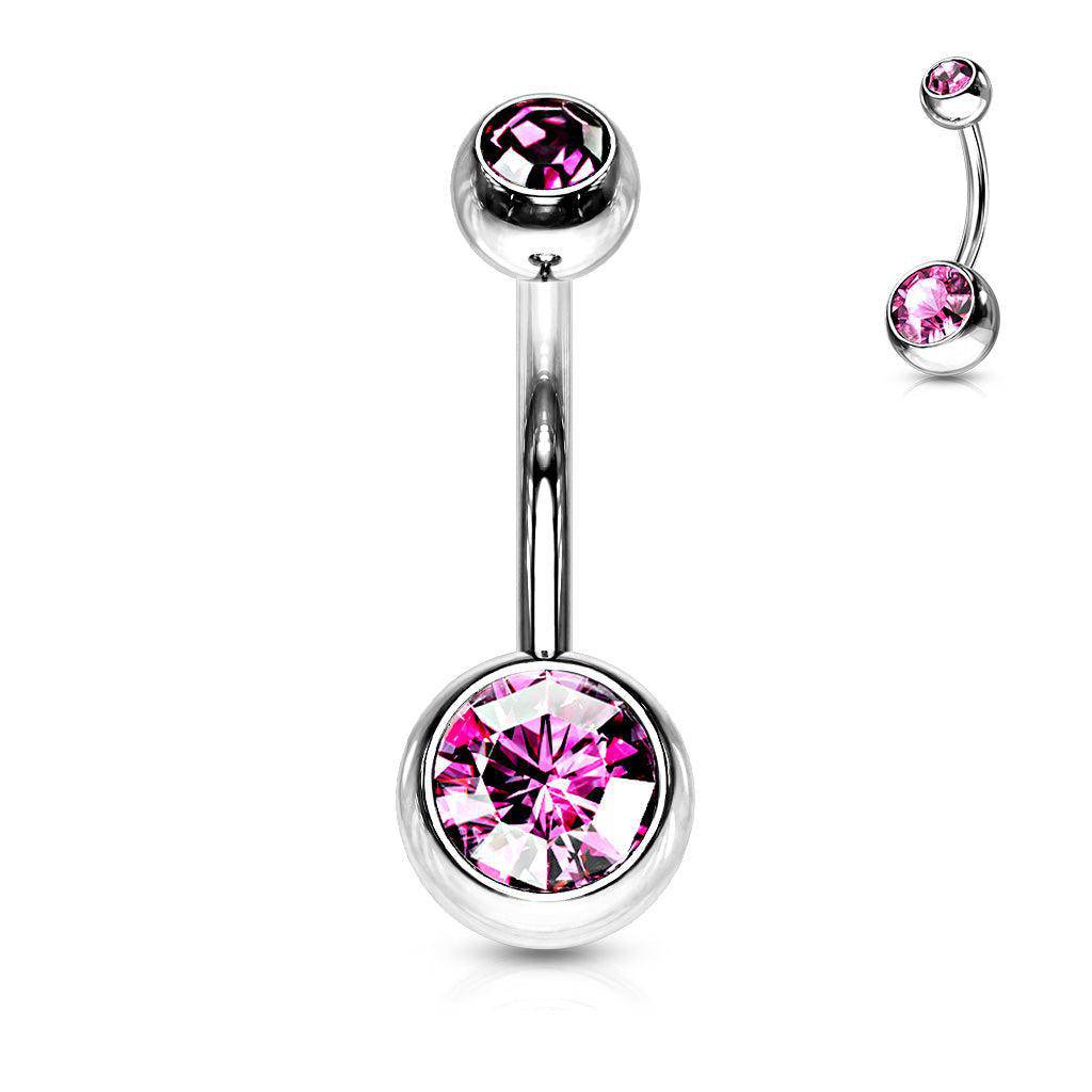 Steel Belly Ring with Gem - Image 6