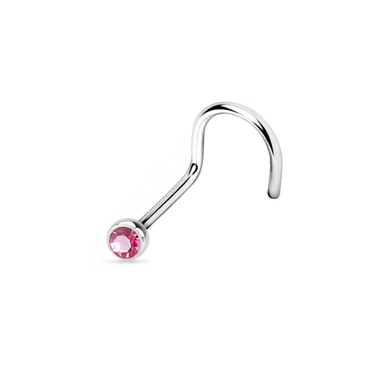 Titanium Nose Stud Twist with Deep Set CZ - Image 3