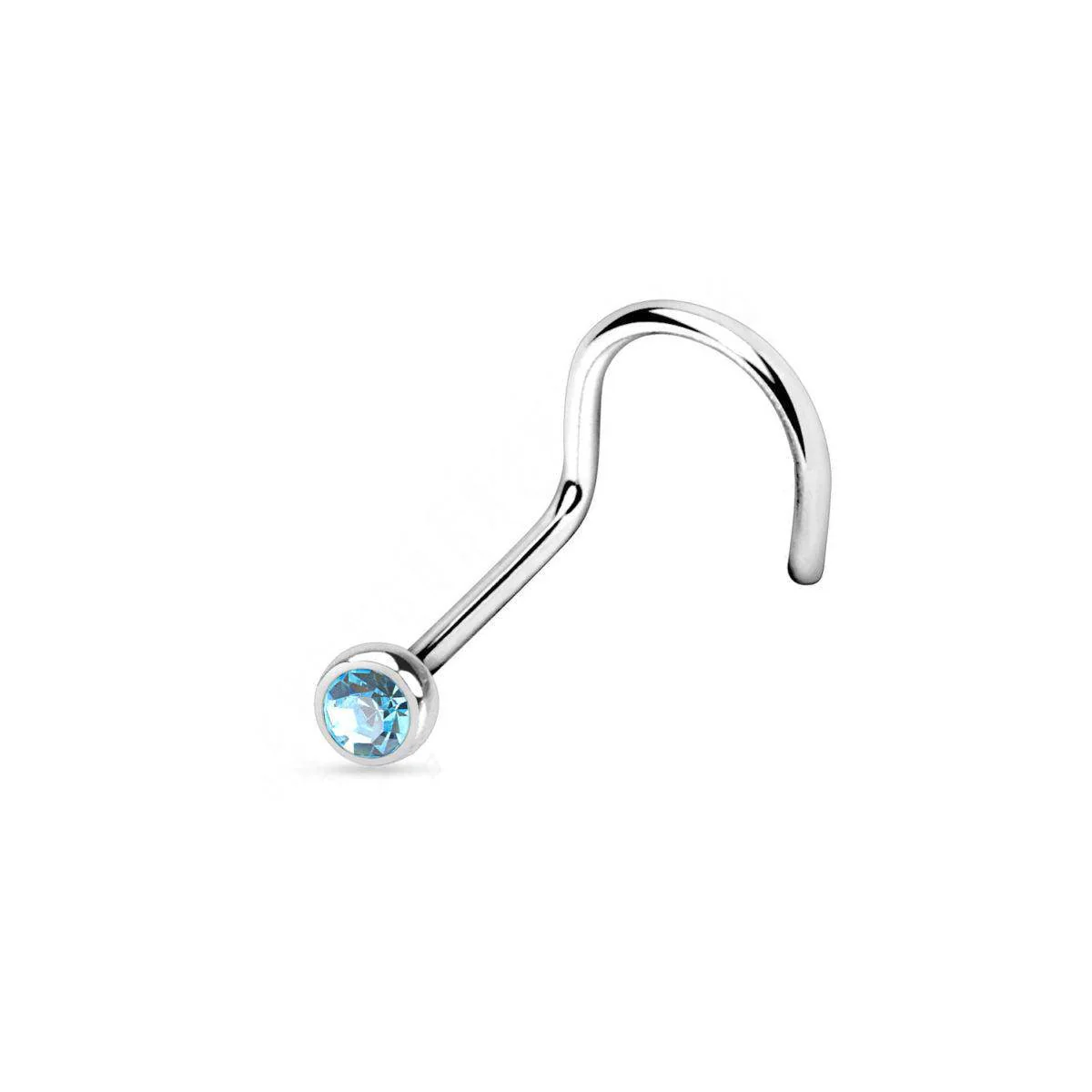 Titanium Nose Stud Twist with Deep Set CZ - Image 4