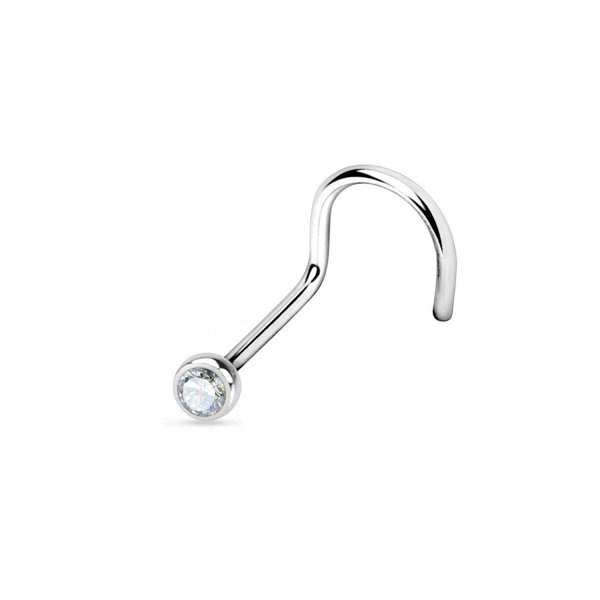 Titanium Nose Stud Twist with Deep Set CZ - Image 5