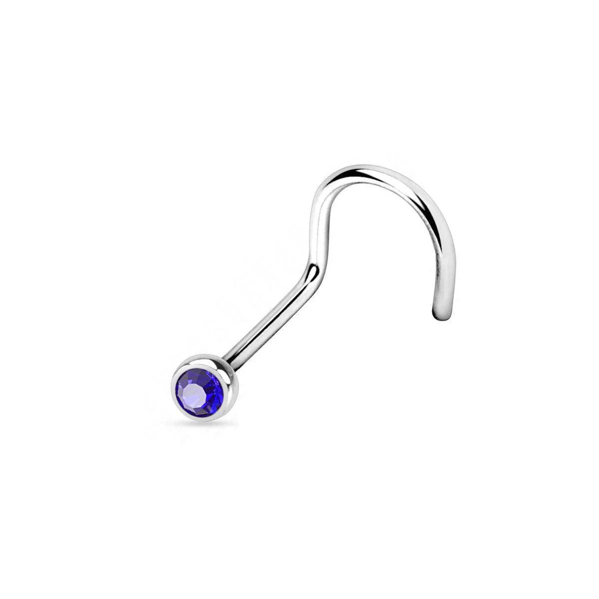 Titanium Nose Stud Twist with Deep Set CZ - Image 6