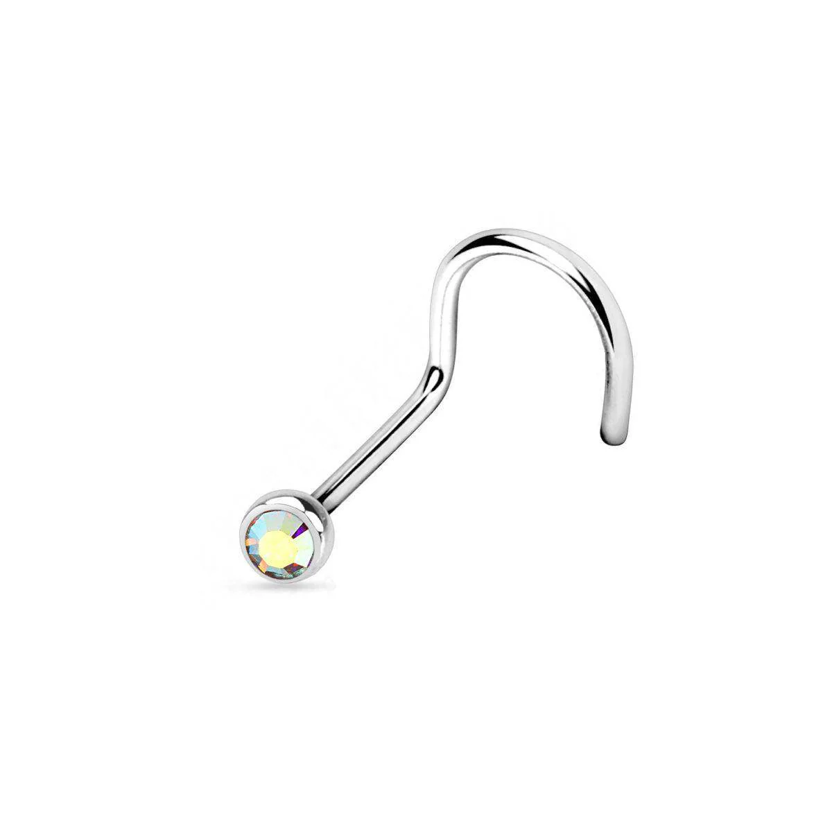 Titanium Nose Stud Twist with Deep Set CZ - Image 7