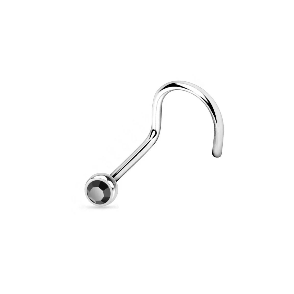 Titanium Nose Stud Twist with Deep Set CZ - Image 9