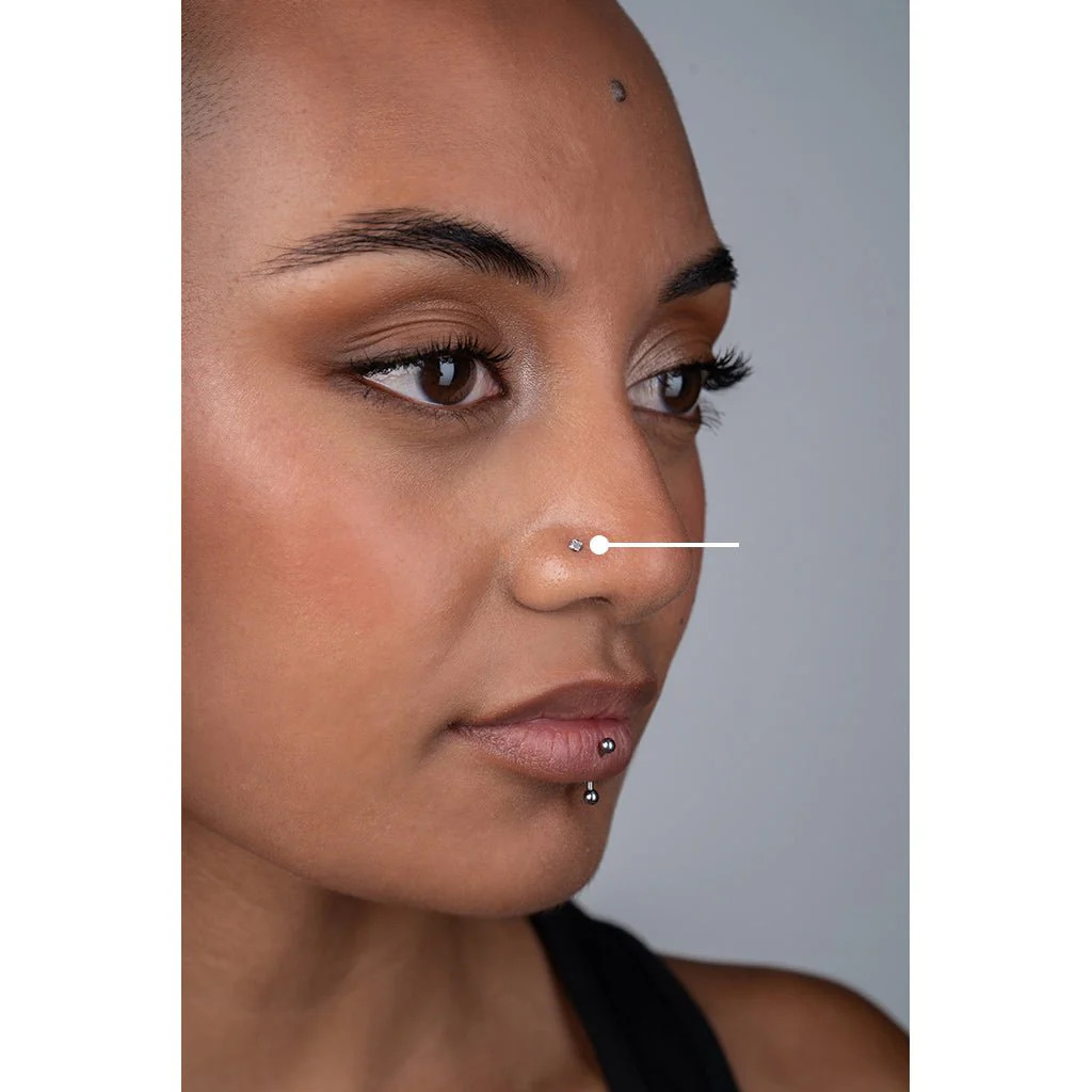 Titanium Prong Set Square CZ L Bend Nose Stud - Image 3
