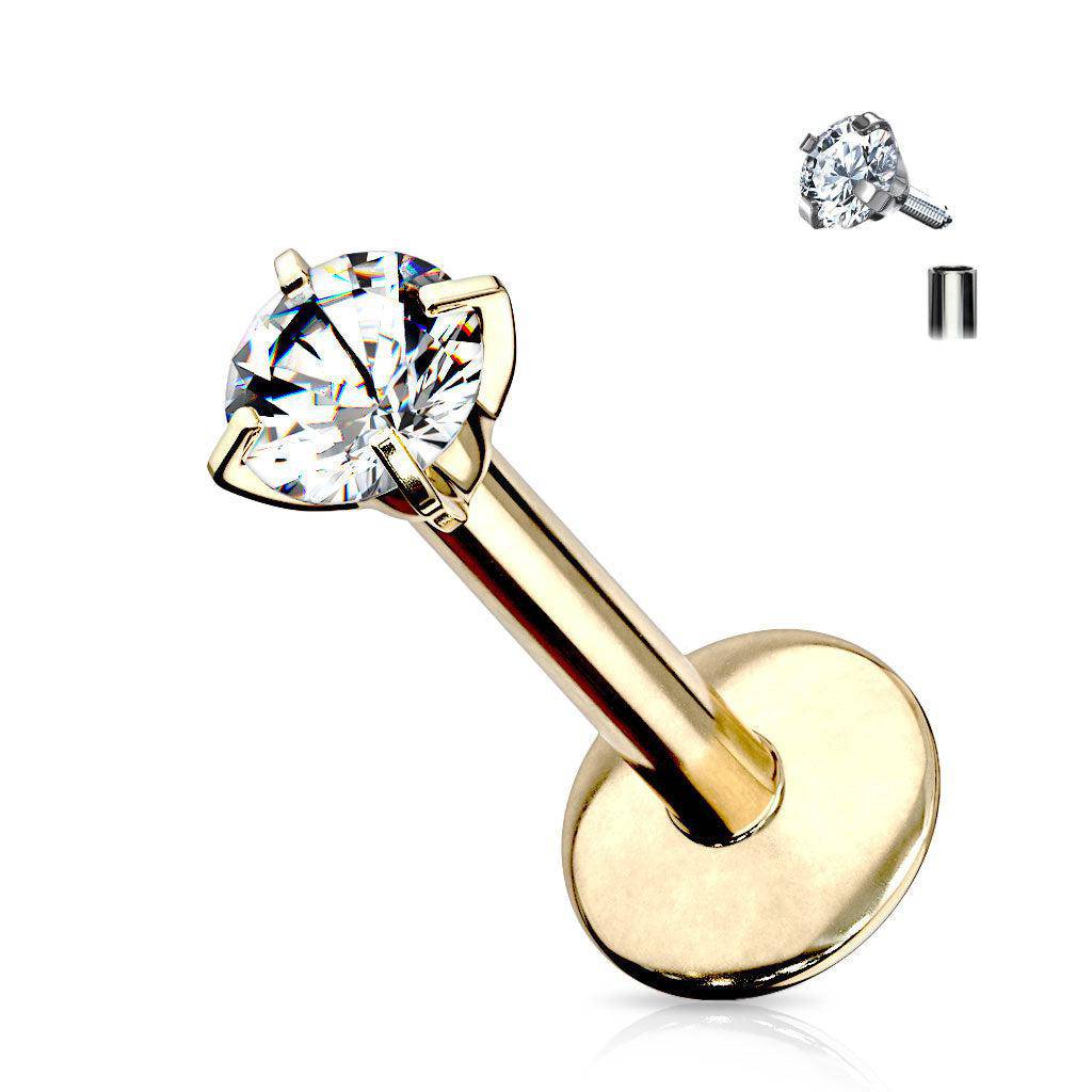 Titanium Labret Stud Internally Threaded with Gem - Image 3