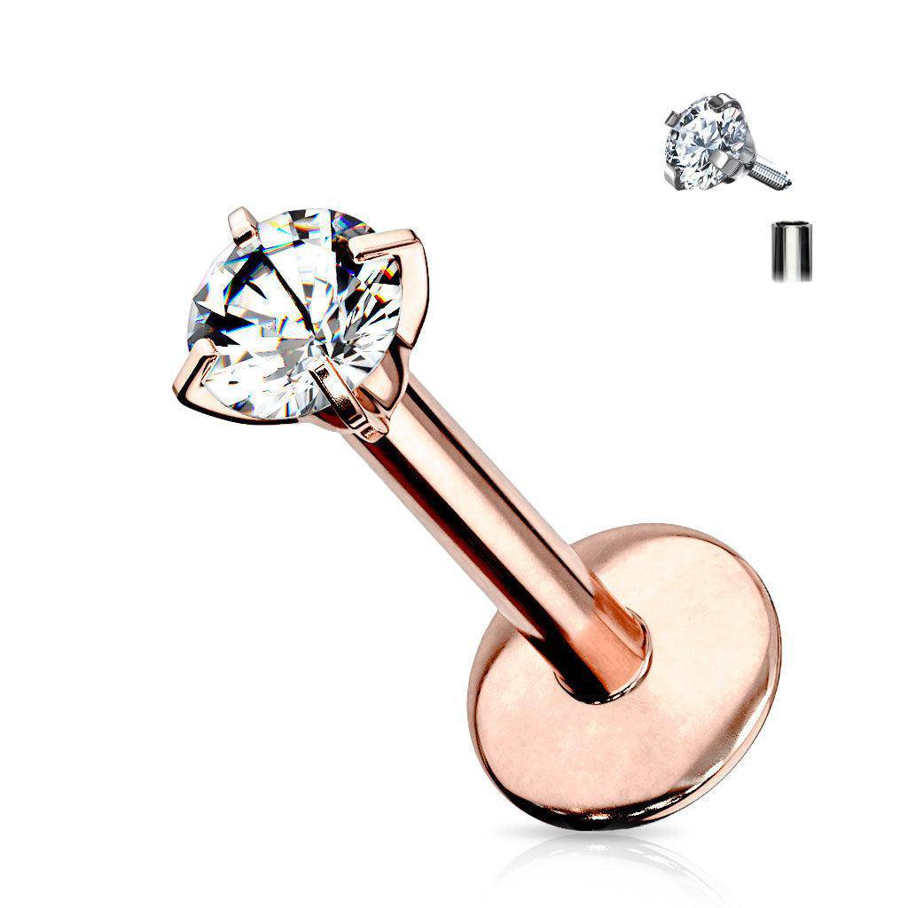 Titanium Labret Stud Internally Threaded with Gem - Image 4